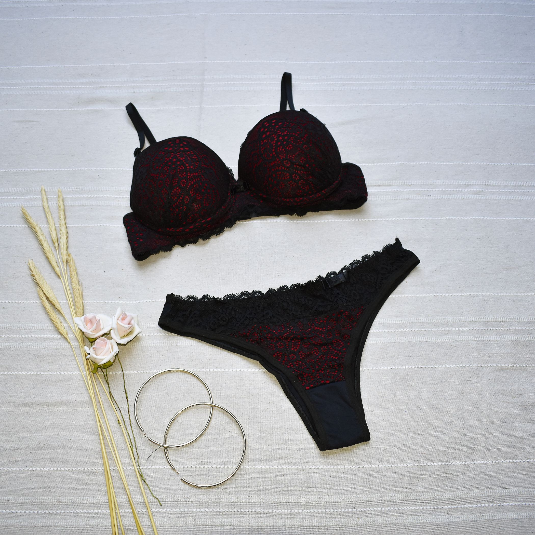 Conjunto Lingerie Luxo Bicolor De Renda Clube Ntima