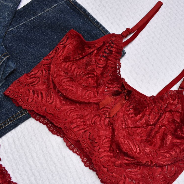 Conjunto de Lingerie Sem Bojo Aro Renda Luxo Clube Íntima