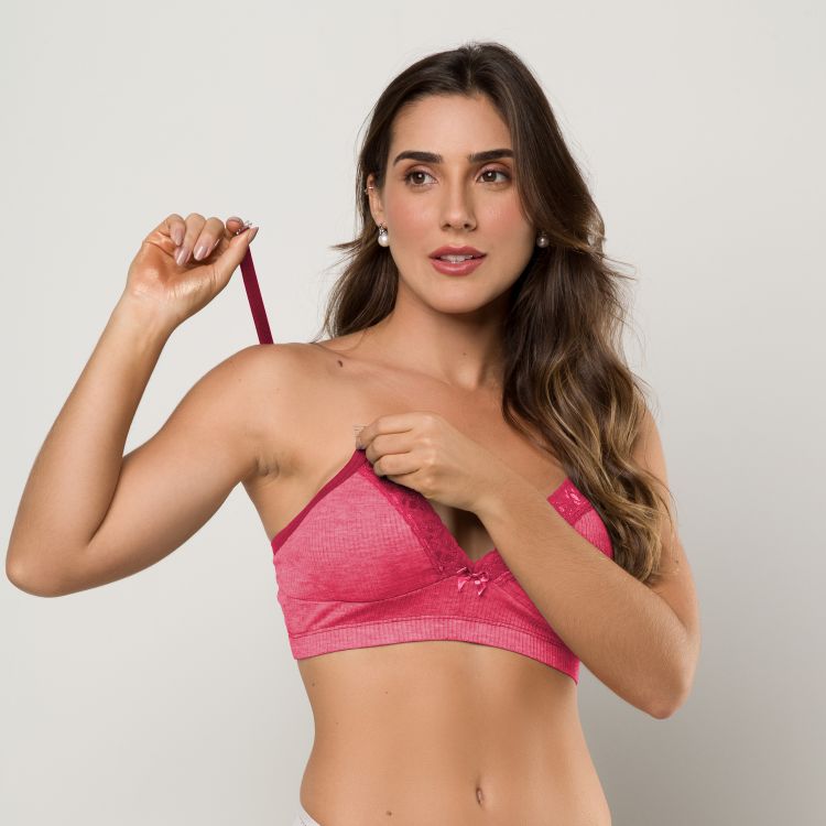 Sutiã Top Amamentação Canelado Bojo Soft