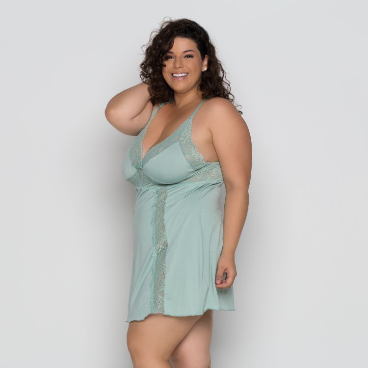 Camisola Atração Plus Size Micro e Renda