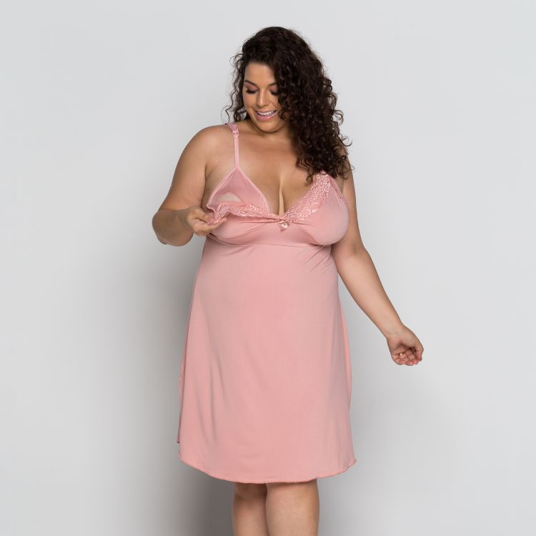 Camisola Plus Size Amamentação Luxo Microfibra