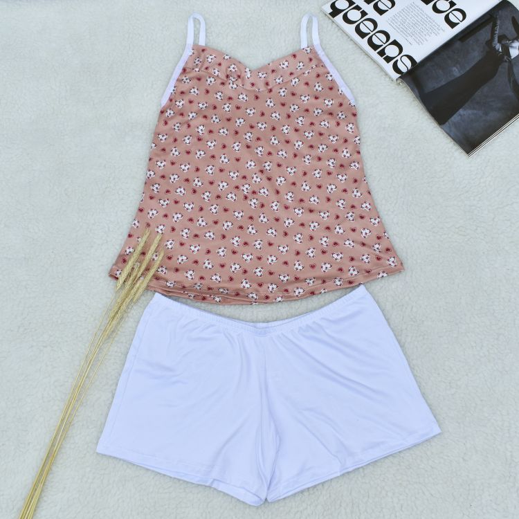 Pijama Baby Doll em Suedine Estampado