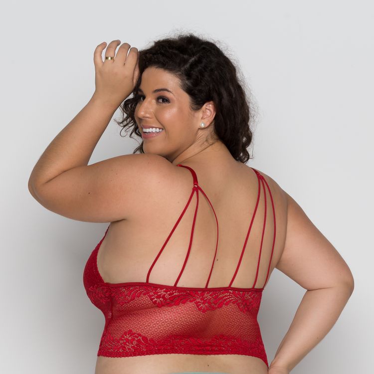 Cropped Plus Size Sem Bojo Renda e Tiras