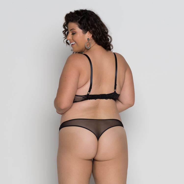 Conjunto Plus Size Sexy Transparência Sem Bojo