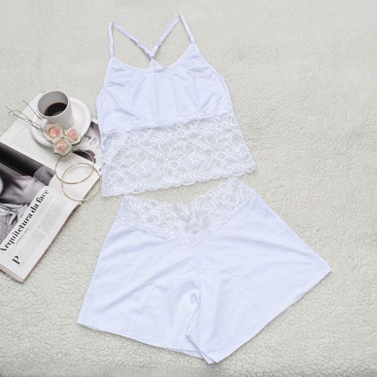 Baby Doll Nadador Microfibra e Detalhes Renda