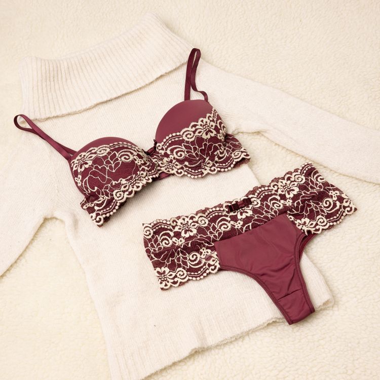 Conjunto De Lingerie Luxo Micro e Renda Bicolor