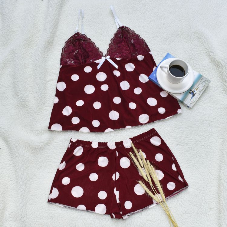 Baby Doll Estampado Liganete e Renda Maxi Poá