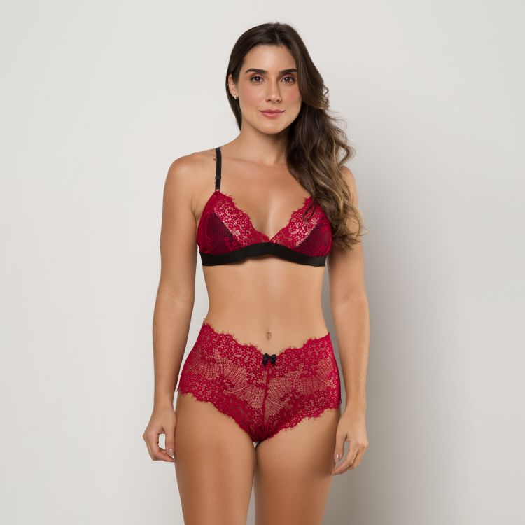 Conjunto de Lingerie Sem Bojo Caleçon em Renda