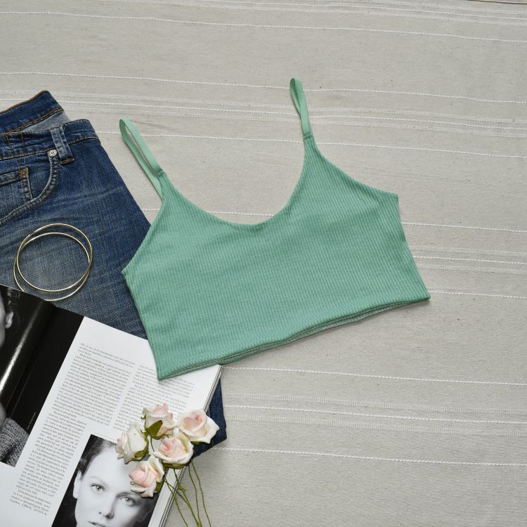 Top Cropped Bralette Bicolor Sem Bojo Canelado