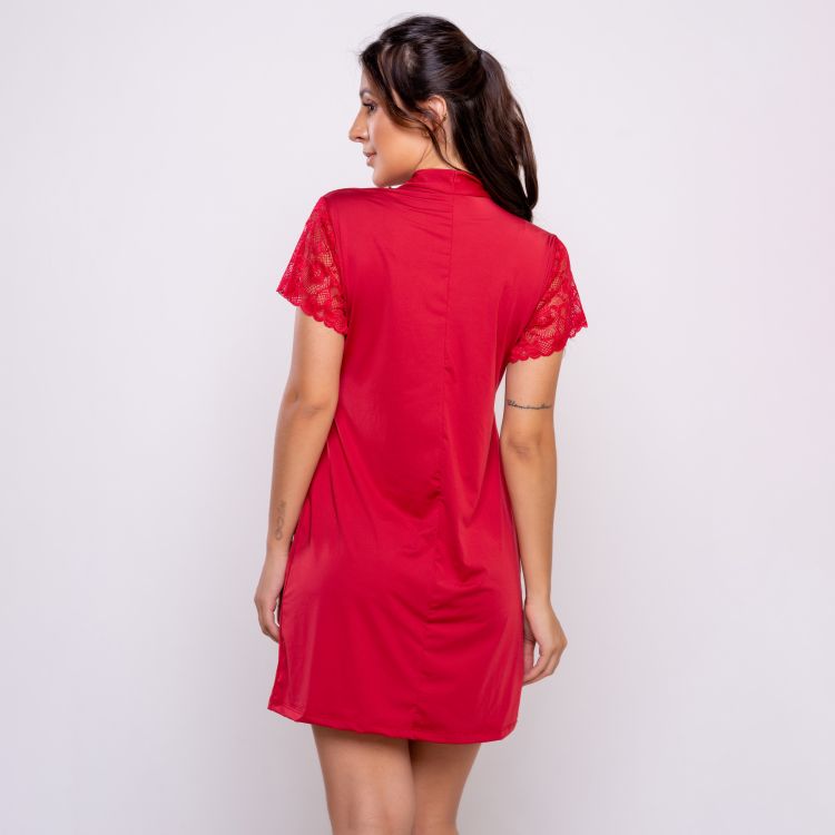 Robe Microfibra Manga Renda
