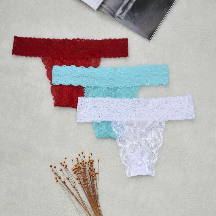 Kit 3 Calcinhas Tanga Cós Largo Renda