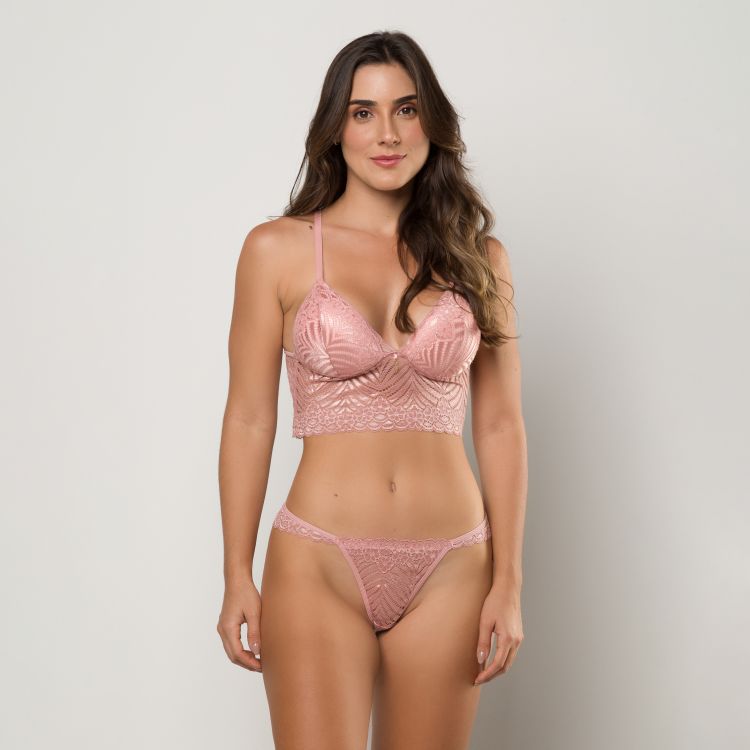 Conjunto Cropped Strapp Barbatana Renda Fio