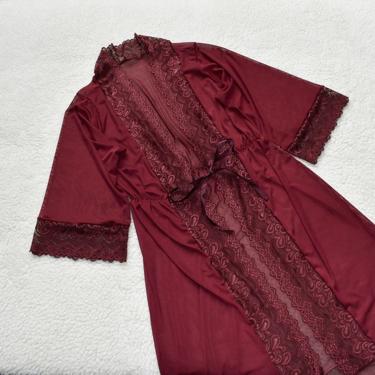 Robe Luxo Sexy Manga 3/4 em Tule e Renda