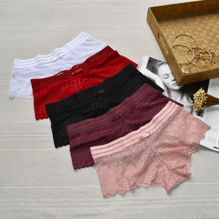 Calcinha Caleçon Sexy em Renda e Cós Elástico Telado