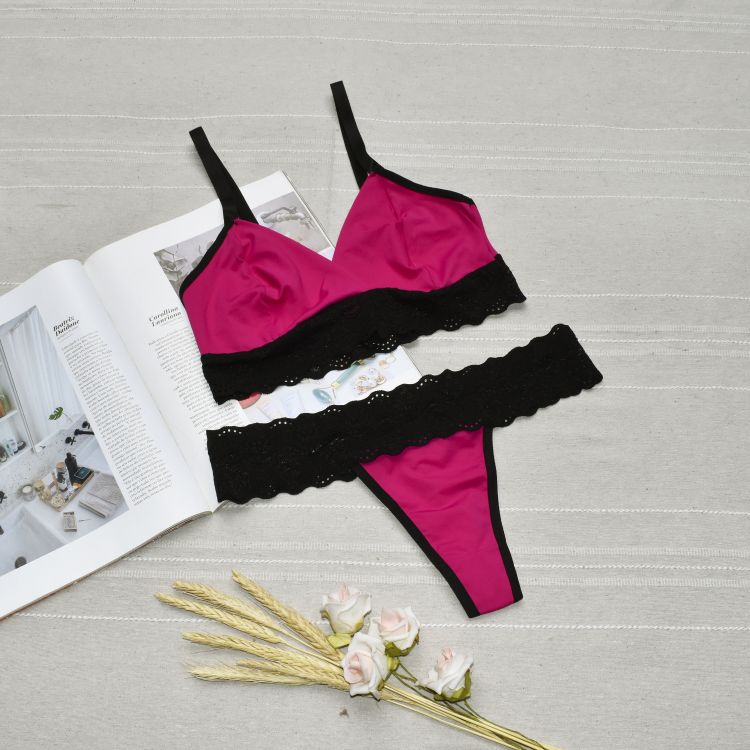 Conjunto Top Sem Bojo Tanga Fio Duplo Micro e Renda