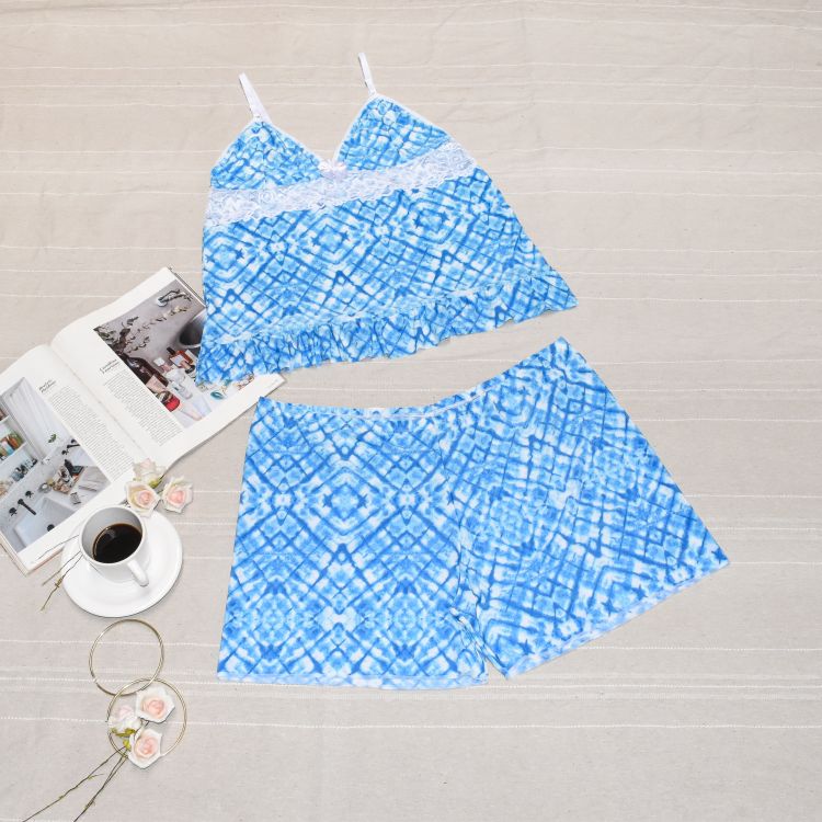 Short Doll Detalhe Renda e Babadinho Liganete Estampada